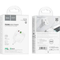 �������� ������� HOCO C111A Lucky 1xUSB-C PD30W + 1xUSB QC3.0 White (6931474790866) - �������� 4