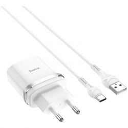   HOCO C12Q Smart USB QC3.0 + cable USB to USB-C 18W White (6931474716309)