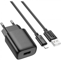 �������� ������� HOCO C134A Solid USB + cable USB to Lightning Black (6942007621311)