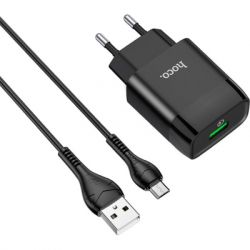   HOCO C72Q Glorious USB QC3.0 + cable USB to Micro 5P 18W Black (6931474732521)