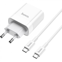 Зарядний пристрій HOCO C80A Rapido 1xUSB-C PD20W + 1xUSB QC3.0 + cable USB-C to USB-C White (6931474740533) - Картинка 2