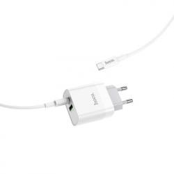 Зарядний пристрій HOCO C80A Rapido 1xUSB-C PD20W + 1xUSB QC3.0 + cable USB-C to USB-C White (6931474740533) - Картинка 4
