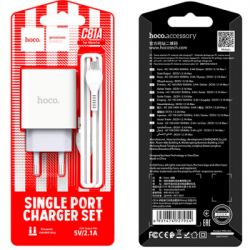 Зарядное устройство HOCO C81A Asombroso USB + cable Micro 5P 10.5W White (6931474727954) - Картинка 6