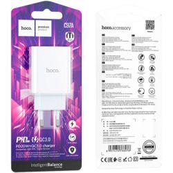 �������� ������� HOCO C97A 1xUSB-C PD20W + 1xUSB QC3.0 White (6931474766076) - �������� 6