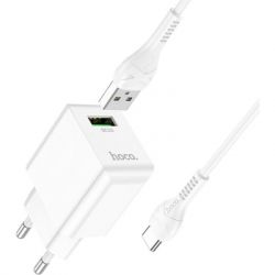   HOCO C98A Proton USB QC3.0 + cable USB to USB-C White (6931474766878) -  3