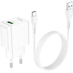   HOCO C98A Proton USB QC3.0 + cable USB to USB-C White (6931474766878) -  6