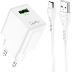   HOCO C98A Proton USB QC3.0 + cable USB to USB-C White (6931474766878)