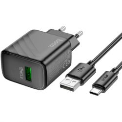 �������� ���������� HOCO CS21A Rich USB QC3.0 + cable USB to USB-C Black (6942007609906)
