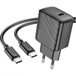 �������� ���������� HOCO CS22A Value USB-C PD30W + cable USB-C to USB-C Black (6942007609937)