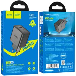   HOCO N35 Streamer 2xUSB-C PD45W GaN Black (6931474797193) -  4