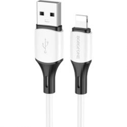 ���� ������ USB 2.0 AM to Lightning 1.0m 2.4A silicone BX79 white BOROFONE (6974443384758)