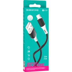Дата кабель USB 2.0 AM to USB-C 1.0m 3A silicone BX79 black BOROFONE (6974443384789) - Картинка 3