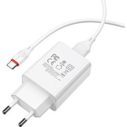 Зарядний пристрій BOROFONE BA21A Long Journey USB QC3.0 + cable USB to USB-C 18W White (6931474702487) - Картинка 3