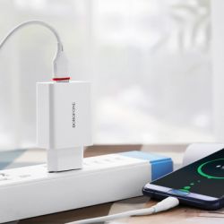Зарядний пристрій BOROFONE BA21A Long Journey USB QC3.0 + cable USB to USB-C 18W White (6931474702487) - Картинка 4