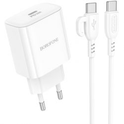 �������� ���������� BOROFONE BA81A USB-C PD20W + cable USB-C to USB-C White (6941991108204)
