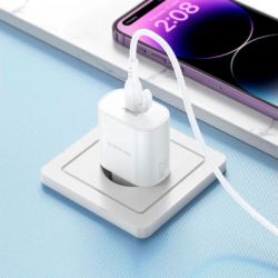 Зарядний пристрій BOROFONE BA82A Platinum USB-C PD25W + cable USB-C to USB-C White (6941991112270) - Картинка 8