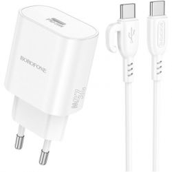 �������� ������� BOROFONE BA82A Platinum USB-C PD25W + cable USB-C to USB-C White (6941991112270)