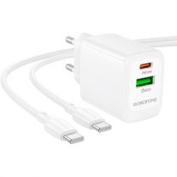 �������� ������� BOROFONE BN27 Fuente 1xUSB-C PD20W + 1xUSB QC3.0 + cable USB-C to USB-C White (6941991120282) - �������� 2