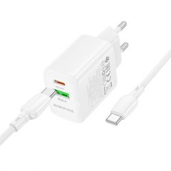 �������� ������� BOROFONE BN27 Fuente 1xUSB-C PD20W + 1xUSB QC3.0 + cable USB-C to USB-C White (6941991120282) - �������� 3