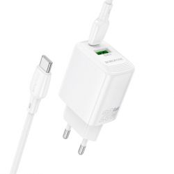 �������� ������� BOROFONE BN27 Fuente 1xUSB-C PD20W + 1xUSB QC3.0 + cable USB-C to USB-C White (6941991120282) - �������� 4