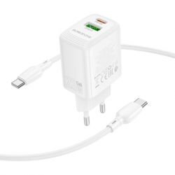 �������� ������� BOROFONE BN27 Fuente 1xUSB-C PD20W + 1xUSB QC3.0 + cable USB-C to USB-C White (6941991120282) - �������� 6
