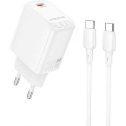 �������� ���������� BOROFONE BN28 Fuente USB-C PD30W + cable USB-C to USB-C White (6941991120312)