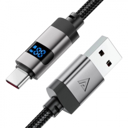 Дата кабель USB 2.0 AM to USB-C 1.2m digital display braided C15-04 black Acefast (6974316283737) - Картинка 3