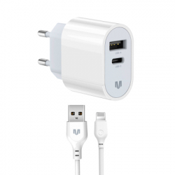 �������� ���������� MadeInFuture MFS12 12W 1xUSB-A + 1xUSB-C + cable USB-A to Lightning White (MIF82823)