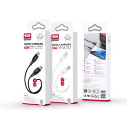 ���� ������ USB-C to USB-C 1.0m 60W High Elastic Zeus XO (NBQ239B_White) - �������� 2