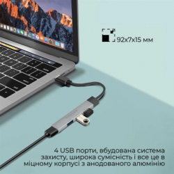 ������������ Promate USB-C 4-in-1 ����� Promate litehub-4.grey (litehub-4.grey) - �������� 2