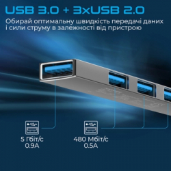 ������������ Promate USB-C 4-in-1 ����� Promate litehub-4.grey (litehub-4.grey) - �������� 3