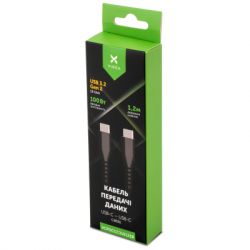 Дата кабель USB-C to USB-C 1.2m UBS3.2 Gen2 10G 100W Chip Silicon Black Vinga (VCPDCCC31012SB) - Картинка 5