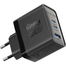   Promate powerport-45 2xUSB-C PD + USB-A QC 45W Black (powerport-45.black)