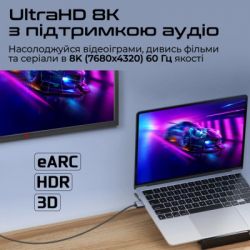 Кабель мультимедійний HDMI M to HDMI M 1.5m V2.1 grey Promate (primelink8k-150.grey) - Картинка 6