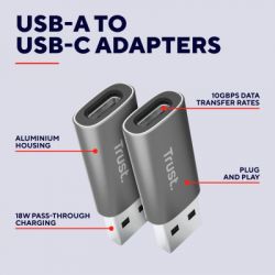  USB-C to USB-A 3.2 Adapter 2-Pack Trust (25573_TRUST) -  3