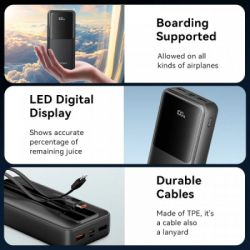 ������� ������������ Vention 20000mAh 22.5W 3A PD, Built-in USB-C+Lightning Cables, Black (FHPB0) - �������� 7