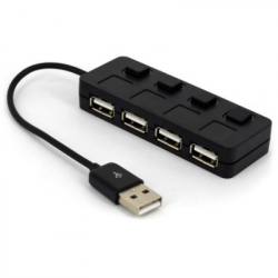 ������������ Voltronic USB 2.0 to 4xUSB with LED buttons black (YT-H4L-B)