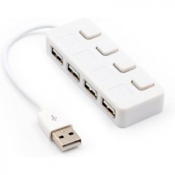 ������������ Voltronic USB 2.0 to 4xUSB with LED buttons white (YT-H4L-W)