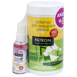������������� �������� ����� Patron Screen wipes 100pcs F3-027 + Hand sanitizer 50ml (CS-PN-F3-050-2)