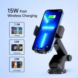 Универсальный автодержатель Choetech Gravity Car Wireless 15W Charger 4.7-7.2" Black (T203-F-ACBK) - Картинка 4