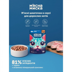 Вологий корм для кішок М'ясна Миска шматочки у соусі з рибою 100 г (4820255192390) - Картинка 3