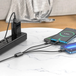 Дата кабель USB 2.0 AM to Lightning + Micro 5P + USB-C 1.0m black BOROFONE (6974443384666) - Картинка 3