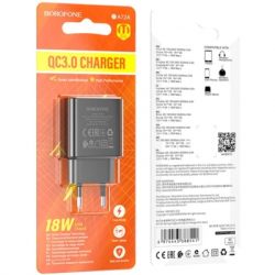 Зарядний пристрій BOROFONE BA72A USB QC3.0 black (6974443388541) - Картинка 4