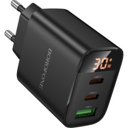 �������� ������� BOROFONE BA98A 2xUSB-C PD30W + 1xUSB 18W digital display black (6941991120510) - �������� 3