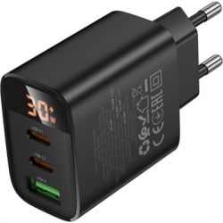 �������� ������� BOROFONE BA98A 2xUSB-C PD30W + 1xUSB 18W digital display black (6941991120510) - �������� 6