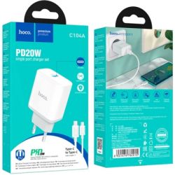 Зарядний пристрій HOCO C104A USB-C PD20W + cable USB-C to USB-C white (6931474782915) - Картинка 2