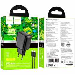 �������� ������� HOCO CS23A USB-C PD30W + 1xUSB QC3.0 + cable USB-C to Lightning black (6942007609951) - �������� 2