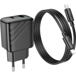 �������� ������� HOCO CS23A USB-C PD30W + 1xUSB QC3.0 + cable USB-C to Lightning black (6942007609951) - �������� 6