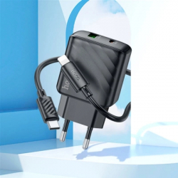 �������� ������� HOCO CS23A USB-C PD30W + 1xUSB QC3.0 + cable USB-C to Lightning black (6942007609951) - �������� 9