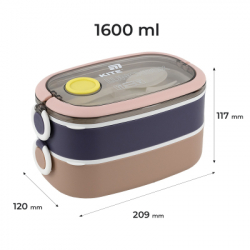 Ланч-бокс Kite подвійний з наповненням 1600 мл, бежевий (K25-1181-1) - Картинка 2